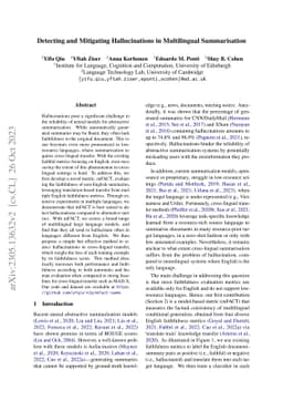 Detecting and Mitigating Hallucinations in Multilingual Summarisation