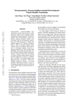 Non-parametric, Nearest-neighbor-assisted Fine-tuning for Neural Machine
  Translation