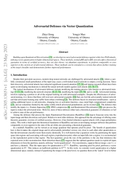 Adversarial Defenses via Vector Quantization