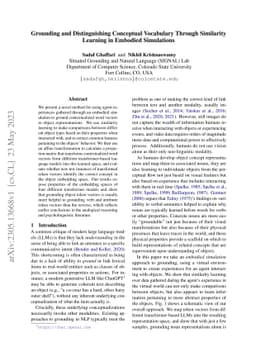 Grounding and Distinguishing Conceptual Vocabulary Through Similarity
  Learning in Embodied Simulations
