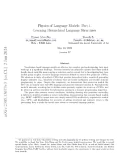 Physics of Language Models: Part 1, Learning Hierarchical Language
  Structures