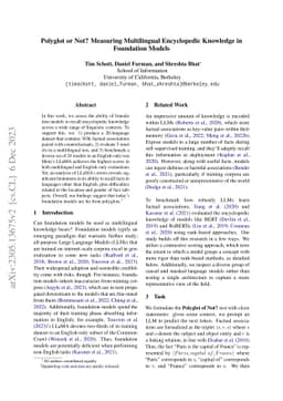 Polyglot or Not? Measuring Multilingual Encyclopedic Knowledge in
  Foundation Models