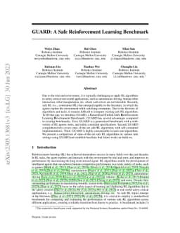 GUARD: A Safe Reinforcement Learning Benchmark