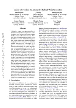 Causal Intervention for Abstractive Related Work Generation