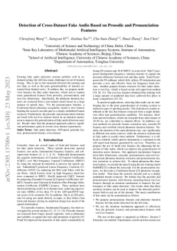 Detection of Cross-Dataset Fake Audio Based on Prosodic and
  Pronunciation Features