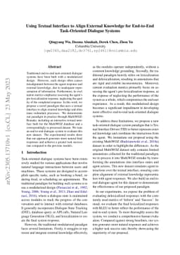 Using Textual Interface to Align External Knowledge for End-to-End
  Task-Oriented Dialogue Systems