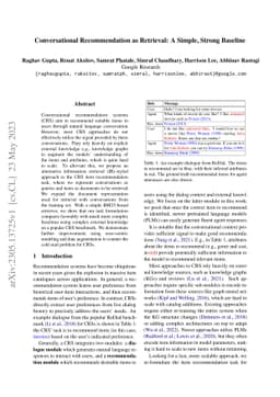 Conversational Recommendation as Retrieval: A Simple, Strong Baseline