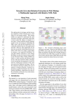 Towards Zero-shot Relation Extraction in Web Mining: A Multimodal
  Approach with Relative XML Path