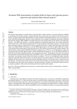 Stochastic PDE representation of random fields for large-scale Gaussian
  process regression and statistical finite element analysis