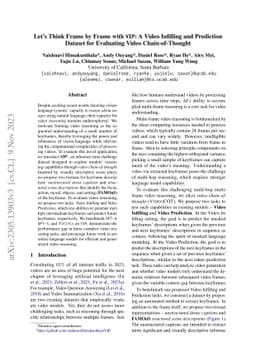 Let's Think Frame by Frame with VIP: A Video Infilling and Prediction
  Dataset for Evaluating Video Chain-of-Thought