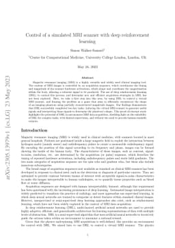 Control of a simulated MRI scanner with deep reinforcement learning