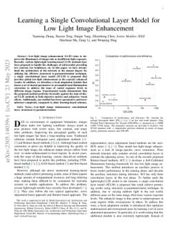 Learning a Single Convolutional Layer Model for Low Light Image
  Enhancement