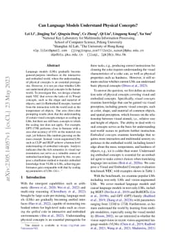 Can Language Models Understand Physical Concepts?