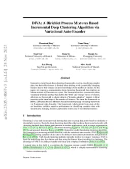 DIVA: A Dirichlet Process Mixtures Based Incremental Deep Clustering
  Algorithm via Variational Auto-Encoder