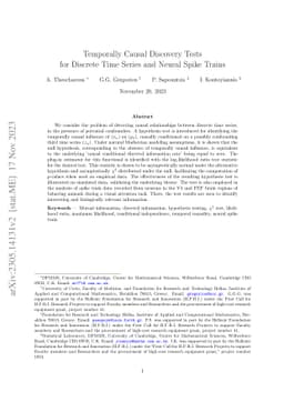 Temporally Causal Discovery Tests for Discrete Time Series and Neural
  Spike Trains