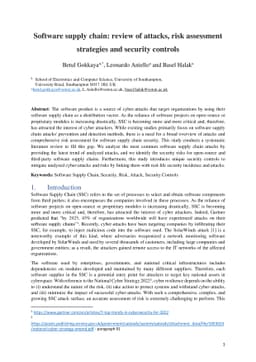 Software supply chain: review of attacks, risk assessment strategies and
  security controls
