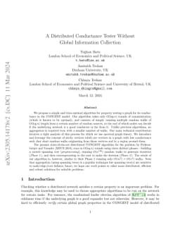A Distributed Conductance Tester Without Global Information Collection