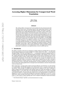 Accessing Higher Dimensions for Unsupervised Word Translation