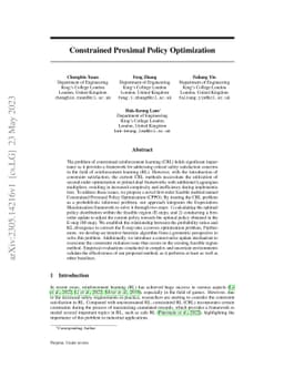 Constrained Proximal Policy Optimization