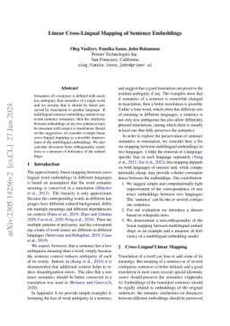 Linear Cross-Lingual Mapping of Sentence Embeddings