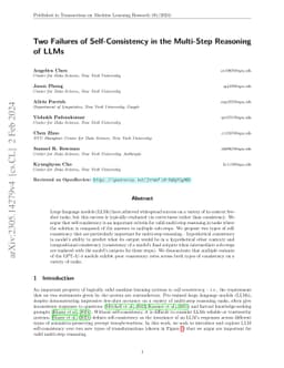 Two Failures of Self-Consistency in the Multi-Step Reasoning of LLMs