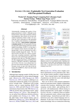 INSTRUCTSCORE: Explainable Text Generation Evaluation with Finegrained
  Feedback