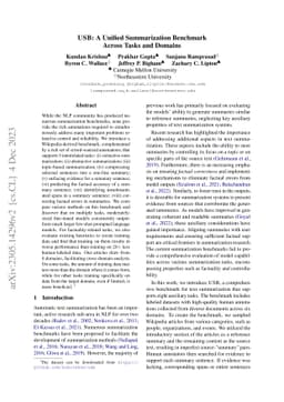 USB: A Unified Summarization Benchmark Across Tasks and Domains