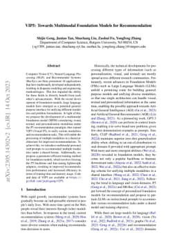 VIP5: Towards Multimodal Foundation Models for Recommendation