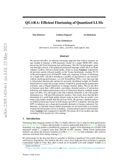 QLoRA: Efficient Finetuning of Quantized LLMs