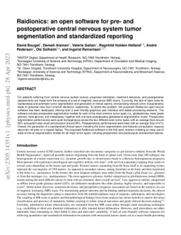 Raidionics: an open software for pre- and postoperative central nervous
  system tumor segmentation and standardized reporting