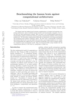 Benchmarking the human brain against computational architectures