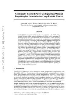 Continually Learned Pavlovian Signalling Without Forgetting for
  Human-in-the-Loop Robotic Control