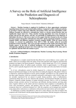 A Survey on the Role of Artificial Intelligence in the Prediction and
  Diagnosis of Schizophrenia