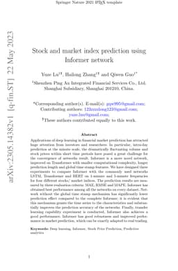 Stock and market index prediction using Informer network