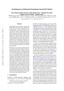 On Robustness of Finetuned Transformer-based NLP Models