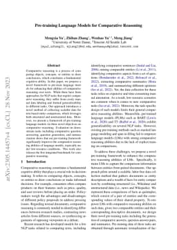Pre-training Language Models for Comparative Reasoning