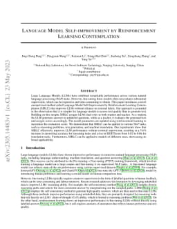 Language Model Self-improvement by Reinforcement Learning Contemplation