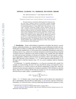 Optimal Learning via Moderate Deviations Theory