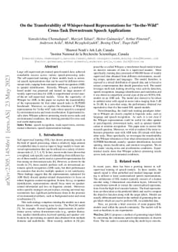 On the Transferability of Whisper-based Representations for
  "In-the-Wild" Cross-Task Downstream Speech Applications