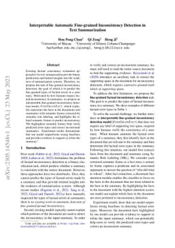 Interpretable Automatic Fine-grained Inconsistency Detection in Text
  Summarization