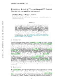 Exploring Semantic Variations in GAN Latent Spaces via Matrix
  Factorization