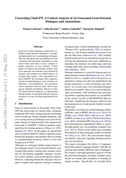 Unraveling ChatGPT: A Critical Analysis of AI-Generated Goal-Oriented
  Dialogues and Annotations