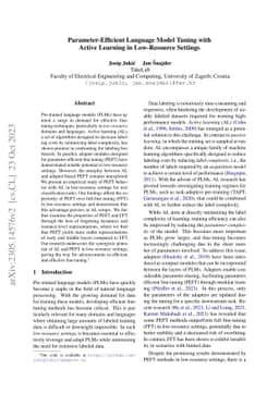 Parameter-Efficient Language Model Tuning with Active Learning in
  Low-Resource Settings