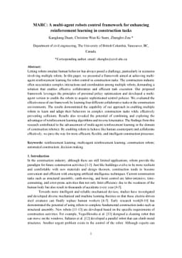 MARC: A multi-agent robots control framework for enhancing reinforcement
  learning in construction tasks