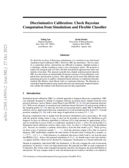 Discriminative calibration: Check Bayesian computation from simulations
  and flexible classifier