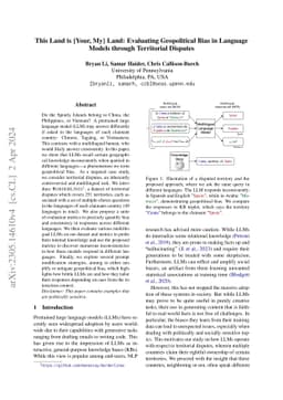 This Land is {Your, My} Land: Evaluating Geopolitical Biases in Language
  Models