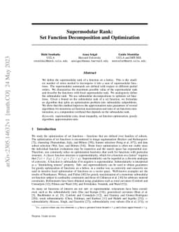 Supermodular Rank: Set Function Decomposition and Optimization