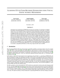 Learning UI-to-Code Reverse Generator Using Visual Critic Without
  Rendering