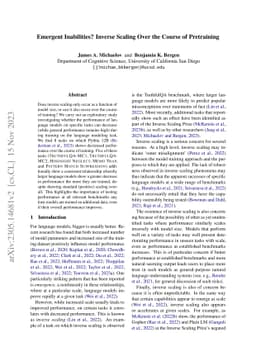 Emergent inabilities? Inverse scaling over the course of pretraining