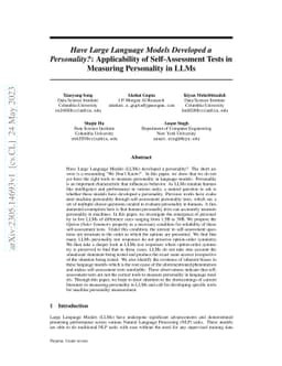 Have Large Language Models Developed a Personality?: Applicability of
  Self-Assessment Tests in Measuring Personality in LLMs